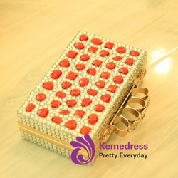 Luxury Temperament Red Rhinestone Evening Clutch
